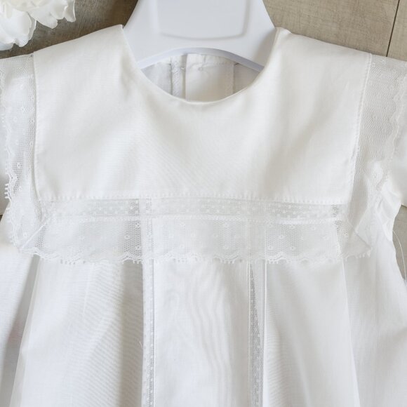 White Heirloom Special Occasion Portrait Gown Slip & Bonnet Set 100% Cotton NWT - Picture 4 of 8